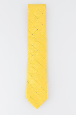 Gravata Perry Ellis Burr Classic Geo Grid Masculina Amarela Tamanho Regular