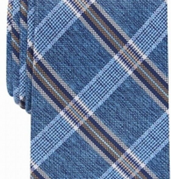 Gravata xadrez Dover masculina Perry Ellis, tamanho azul marinho, regular