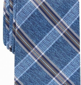 Gravata xadrez Dover masculina Perry Ellis, tamanho azul marinho, regular