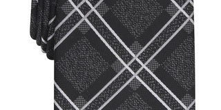 Gravata xadrez clássica Denner masculina Perry Ellis, tamanho azul marinho, regular