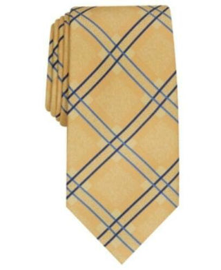 Gravata xadrez clássica Denner masculina Perry Ellis, dourada, tamanho regular