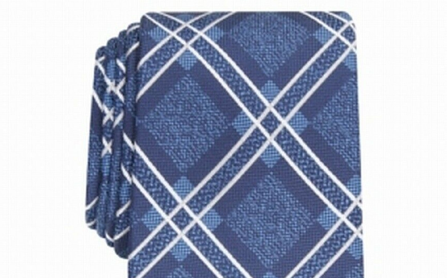 Gravata xadrez clássica Denner masculina Perry Ellis, tamanho azul marinho, regular
