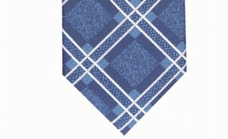 Gravata xadrez clássica Denner masculina Perry Ellis, tamanho azul marinho, regular