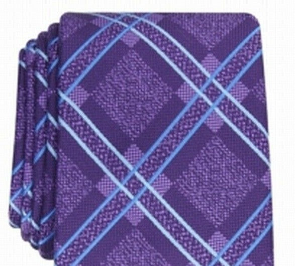 Gravata xadrez clássica Denner masculina Perry Ellis, roxa, tamanho regular