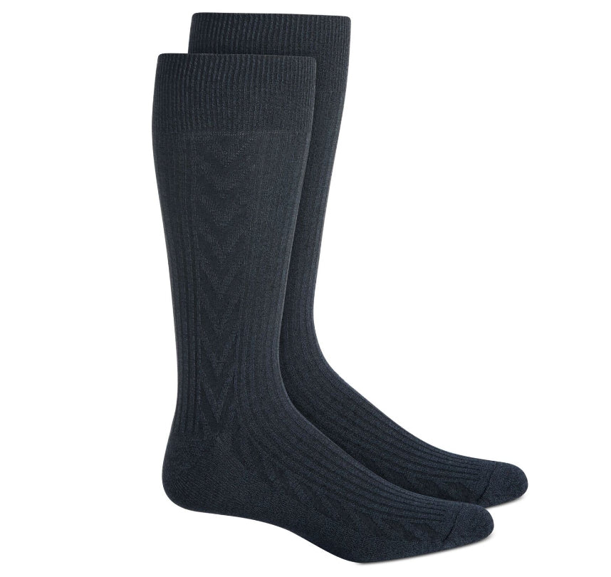 Meias masculinas Perry Ellis texturizadas Chevron cinza tamanho regular