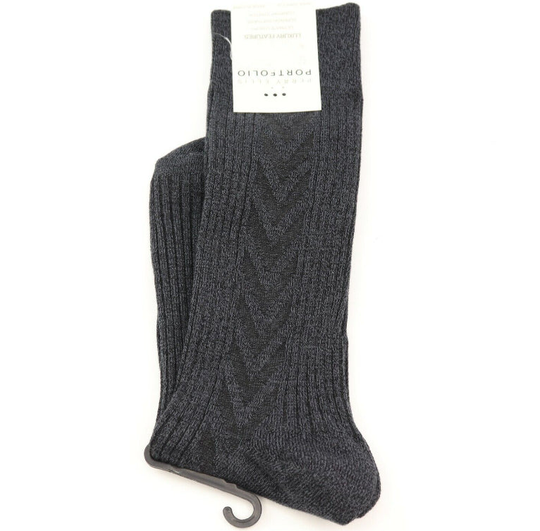 Meias masculinas Perry Ellis texturizadas Chevron cinza tamanho regular