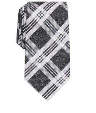 Gravata xadrez Duxbury masculina Perry Ellis preta tamanho regular