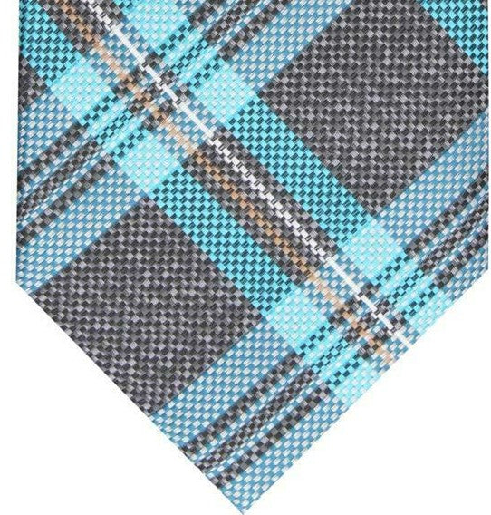 Gravata xadrez Duxbury masculina Perry Ellis preta tamanho regular
