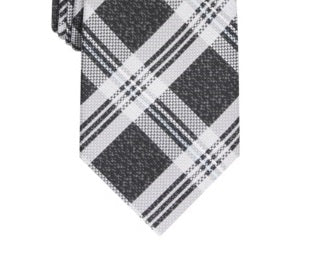 Gravata xadrez Duxbury masculina Perry Ellis preta tamanho regular