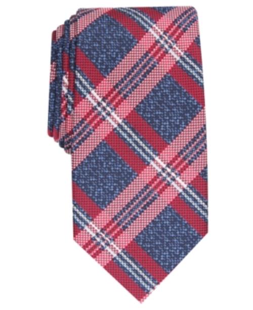 Gravata xadrez Duxbury masculina Perry Ellis vermelha tamanho regular