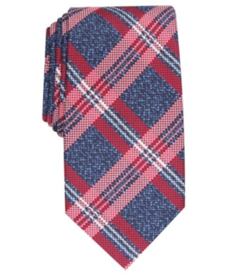 Gravata xadrez Duxbury masculina Perry Ellis vermelha tamanho regular