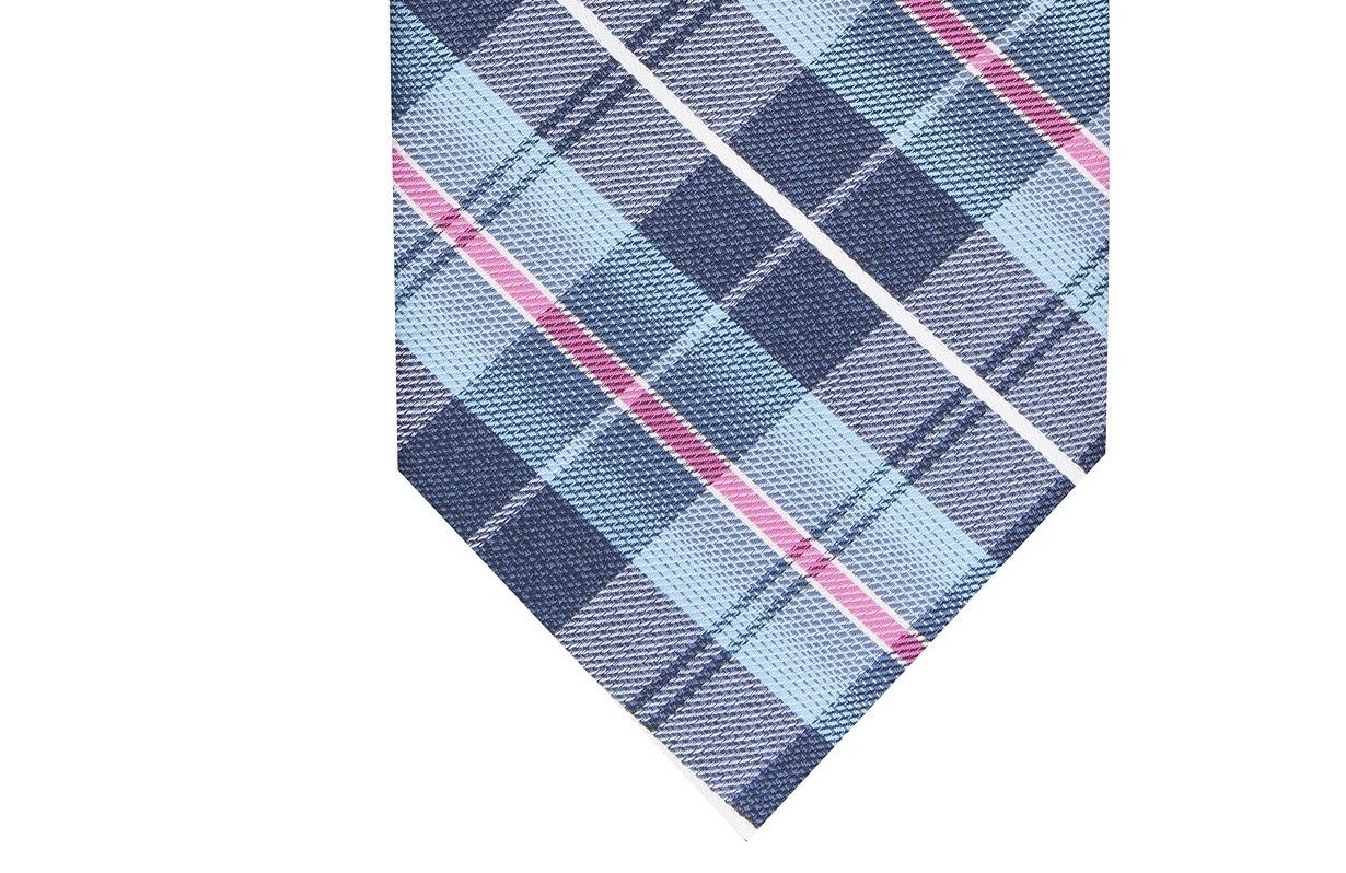 Gravata xadrez clássica masculina Perry Ellis Dever, tamanho azul marinho, regular