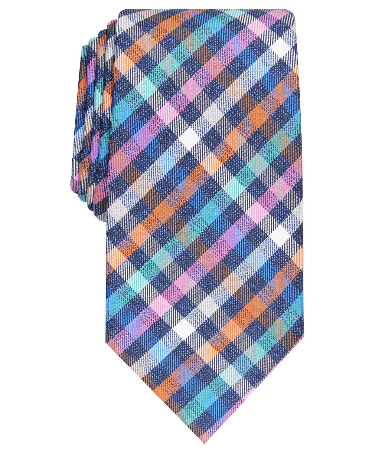 Gravata xadrez clássica Maybury masculina Perry Ellis, tamanho azul marinho, regular