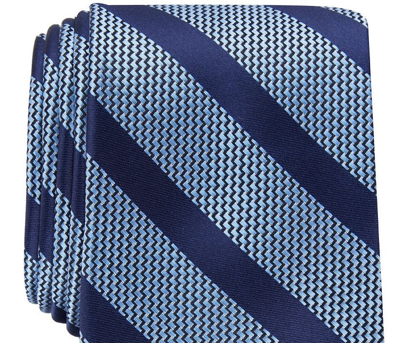 Gravata listrada Brookford masculina Perry Ellis, azul, tamanho regular