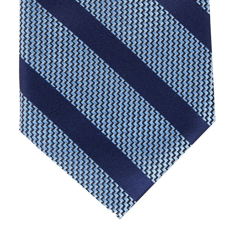 Gravata listrada Brookford masculina Perry Ellis, azul, tamanho regular