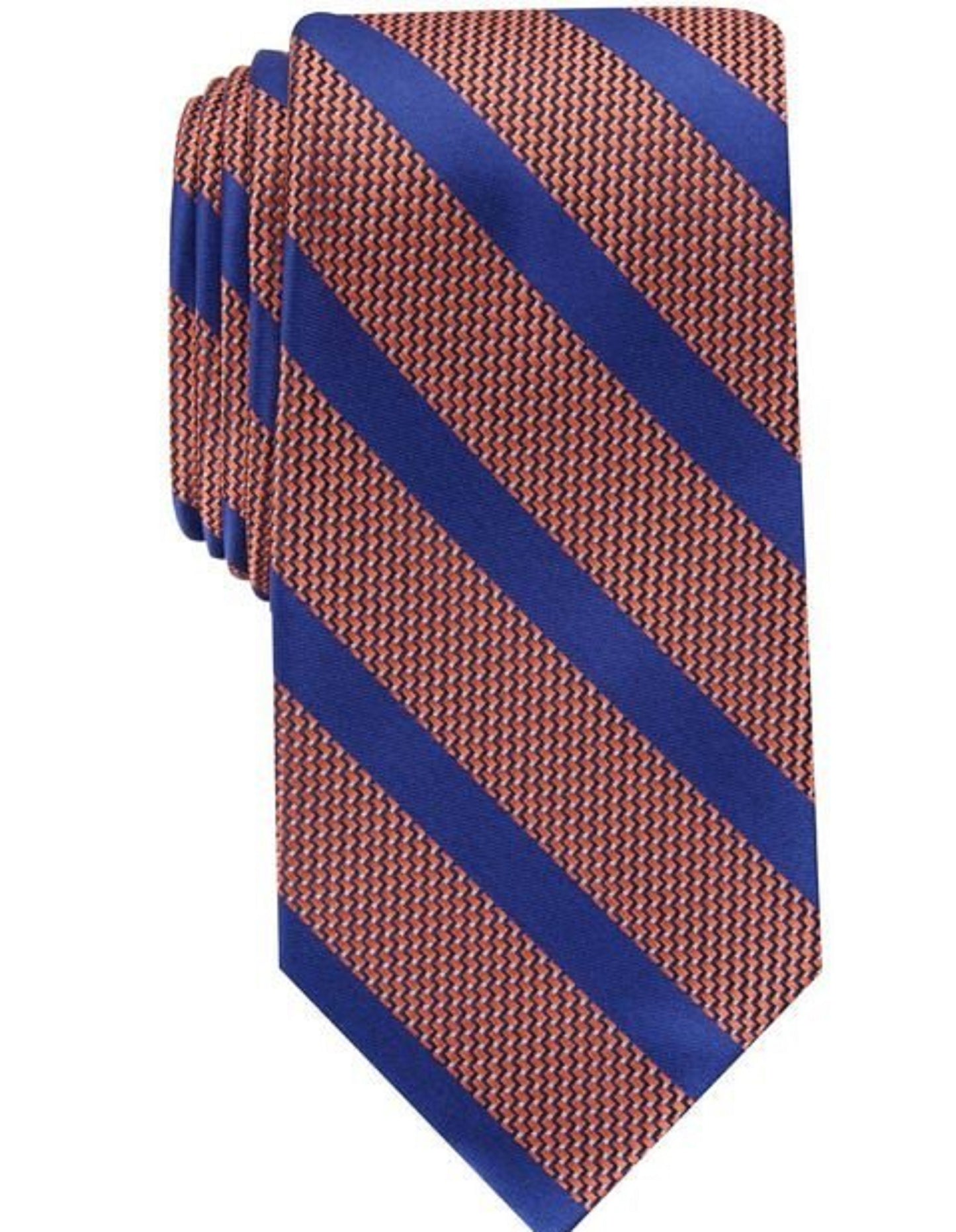 Gravata listrada Brookford masculina Perry Ellis, laranja, tamanho regular