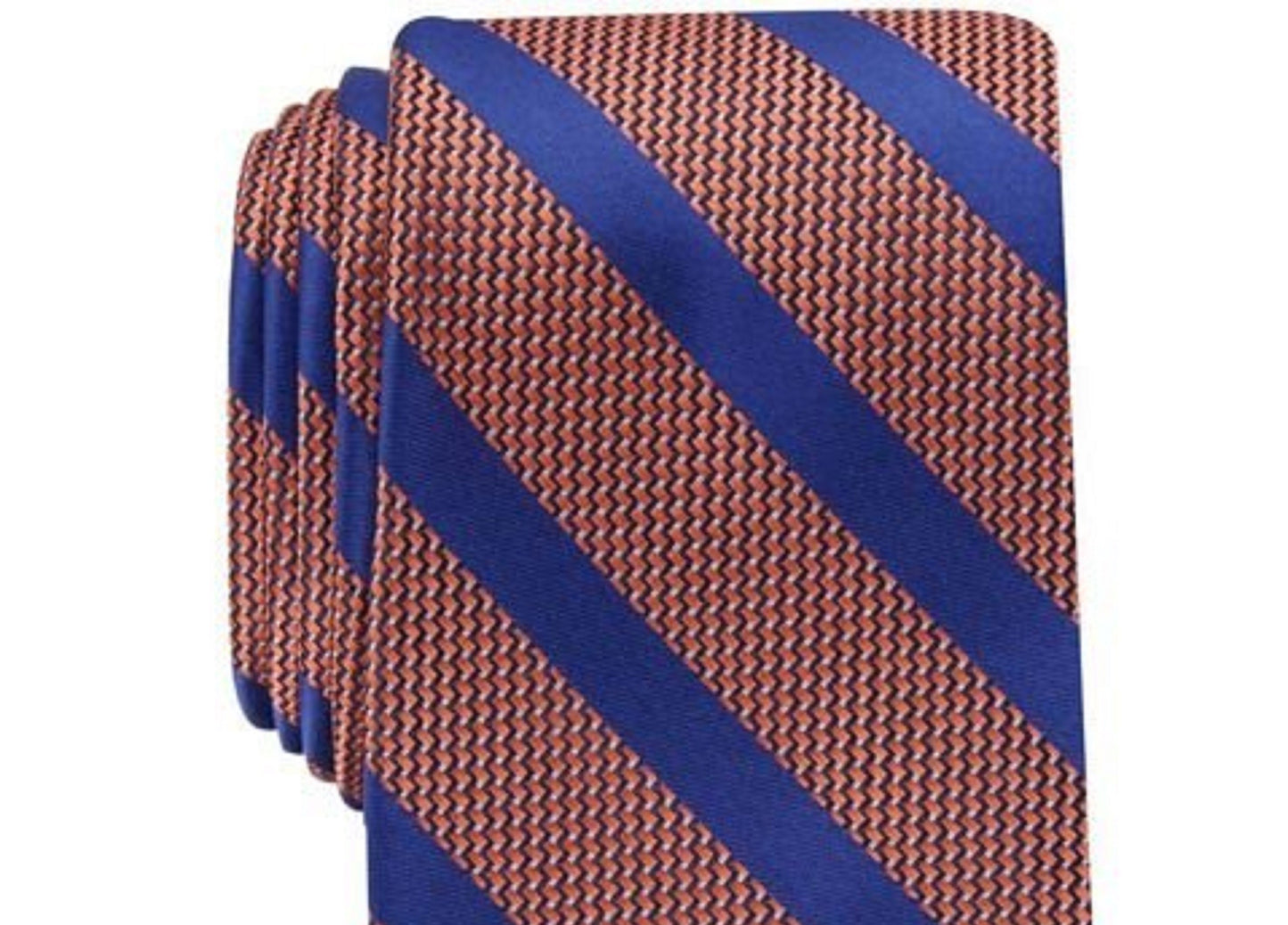 Gravata listrada Brookford masculina Perry Ellis, laranja, tamanho regular