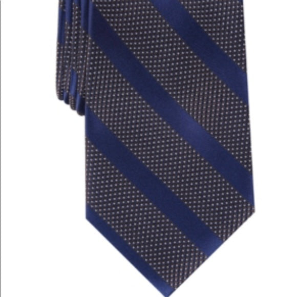Gravata listrada Brookford masculina Perry Ellis, tamanho regular, prateada