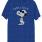 Camiseta masculina híbrida Snoopy Chill Out Graphic manga curta azul tamanho pequeno