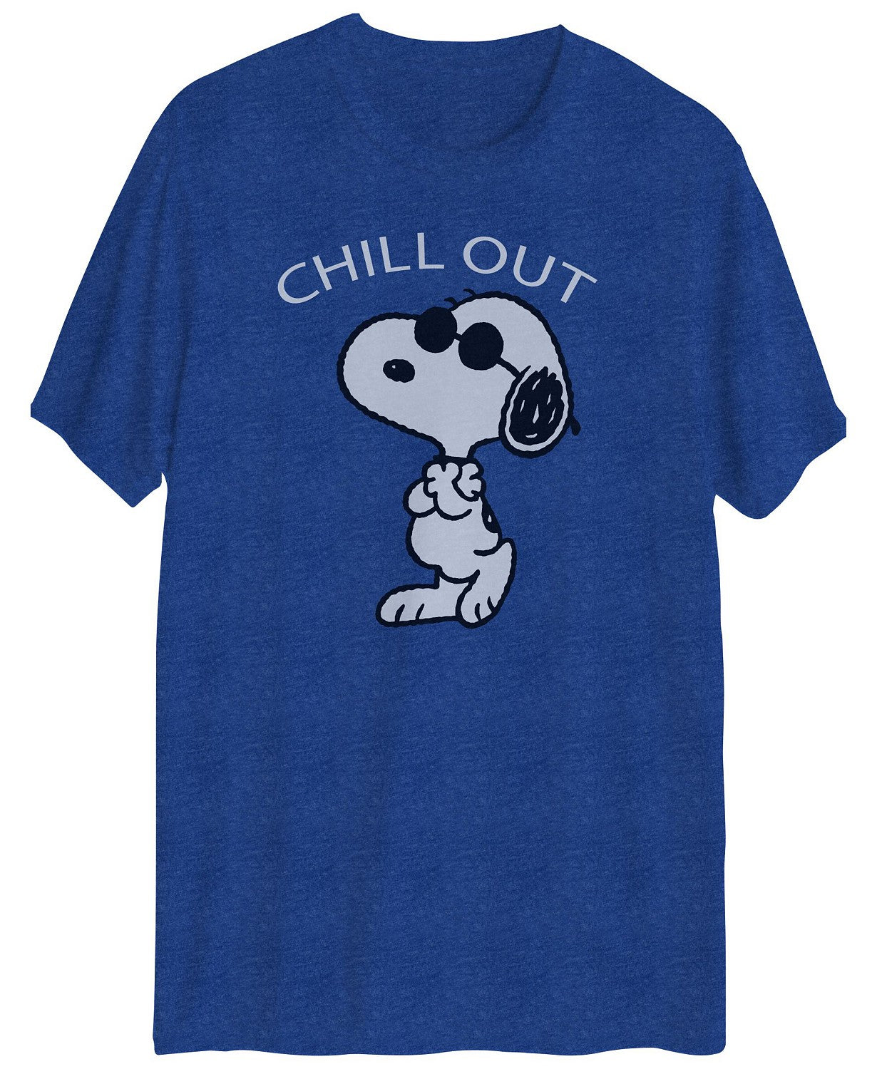 Camiseta masculina híbrida Snoopy Chill Out Graphic manga curta azul tamanho pequeno