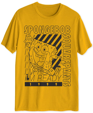 Camiseta masculina estampada Bob Esponja Estou Pronto, tamanho médio, dourada