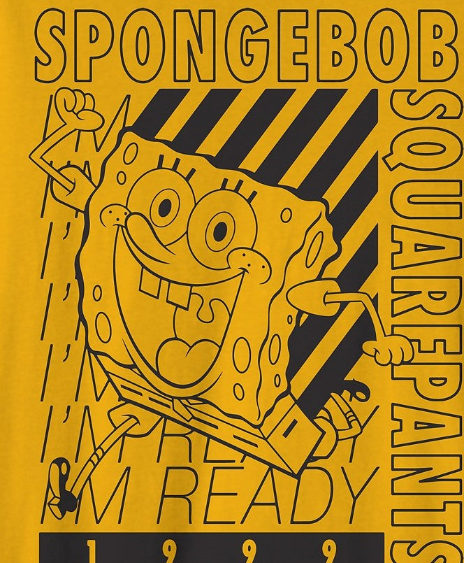 Camiseta gráfica híbrida masculina Bob Esponja Estou Pronto, amarela, tamanho XXG