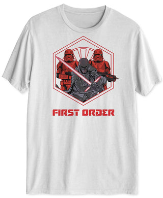 Camiseta gráfica masculina First Order, branca, tamanho médio