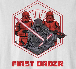 Camiseta gráfica masculina First Order, branca, tamanho médio