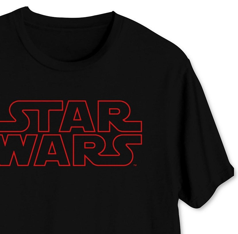 Camiseta masculina híbrida com logotipo vermelho de Star Wars, preta, tamanho grande