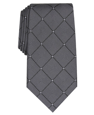 Gravata Perry Ellis Burr Classic Geo Grid Masculina Cinza Tamanho Único