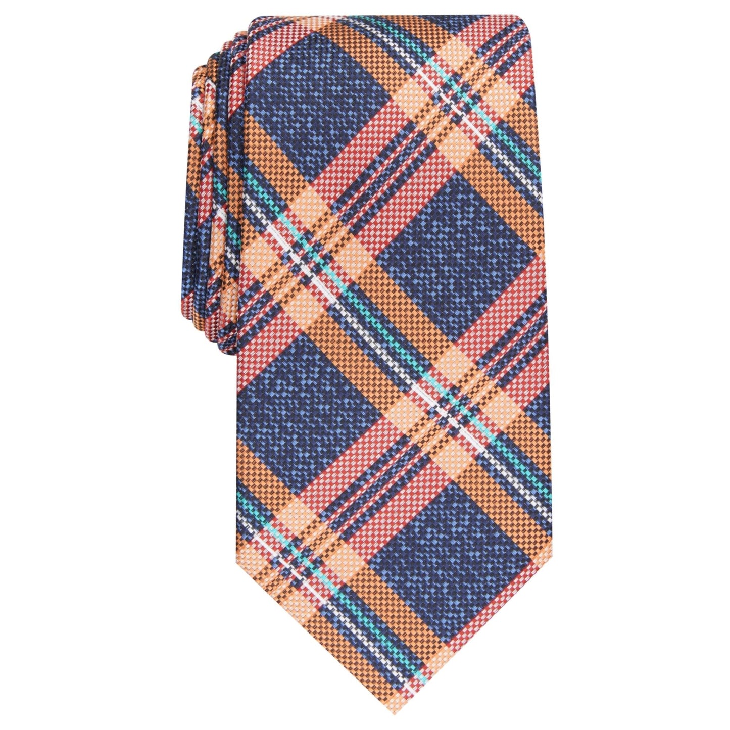 Gravata xadrez clássica Duxbury masculina Perry Ellis laranja tamanho único