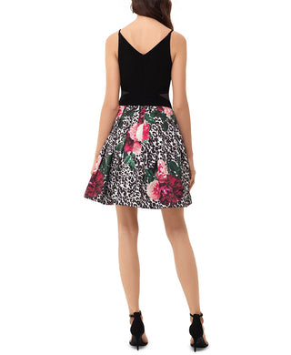 Xscape Women's Mesh Inset Cocktail Dress  Black Size 10