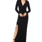 Vestido feminino Xscape com decote em V, preto, tamanho 6