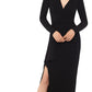 Vestido feminino Xscape com decote em V, preto, tamanho 6