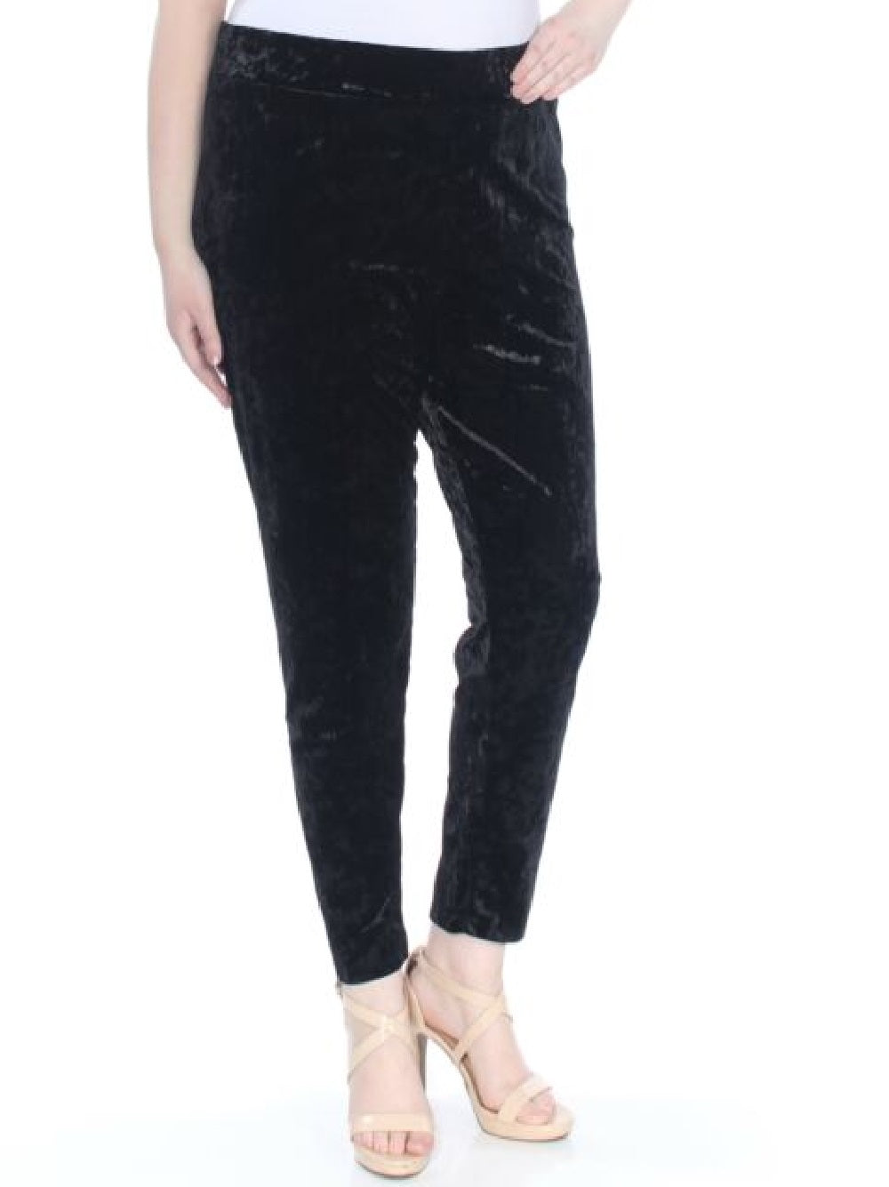 Leggings de veludo elástico Thalia Sodi para mulheres, pretas, tamanho extragrande