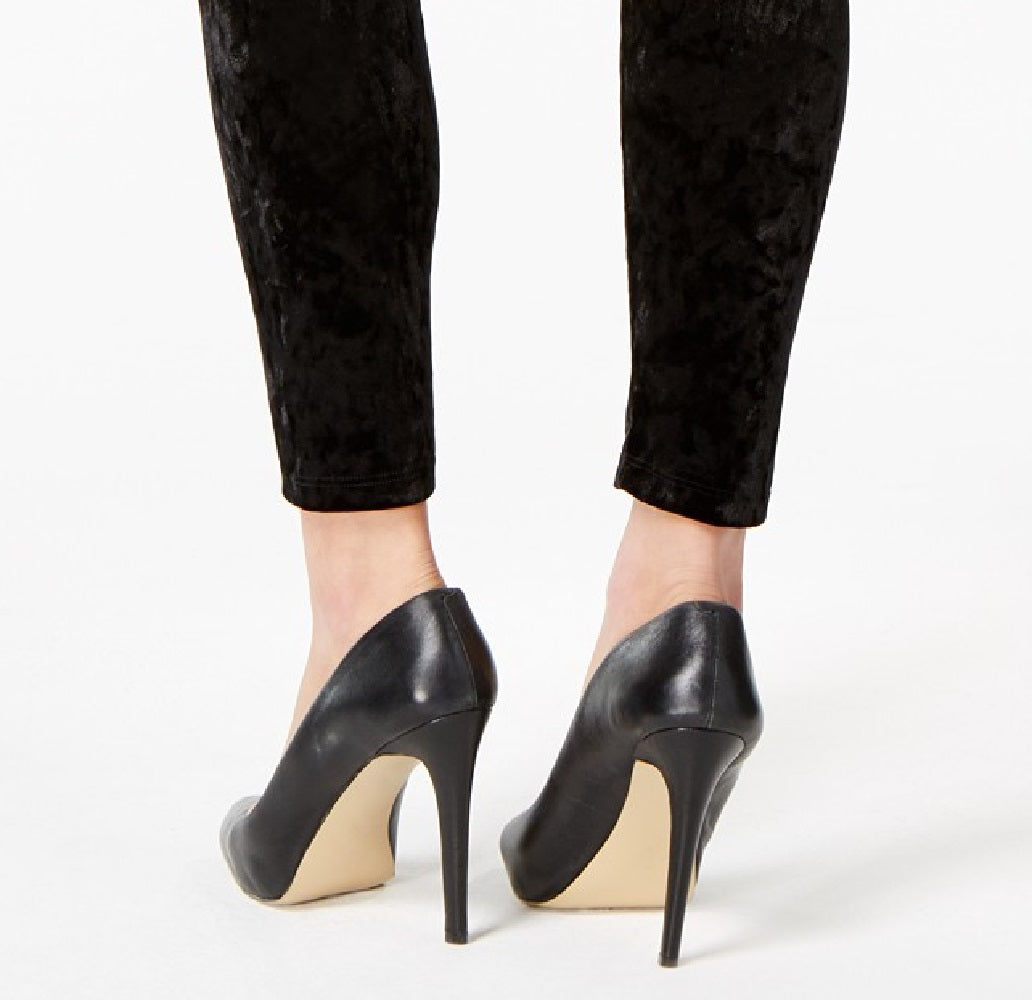 Leggings de veludo elástico Thalia Sodi para mulheres, pretas, tamanho extragrande