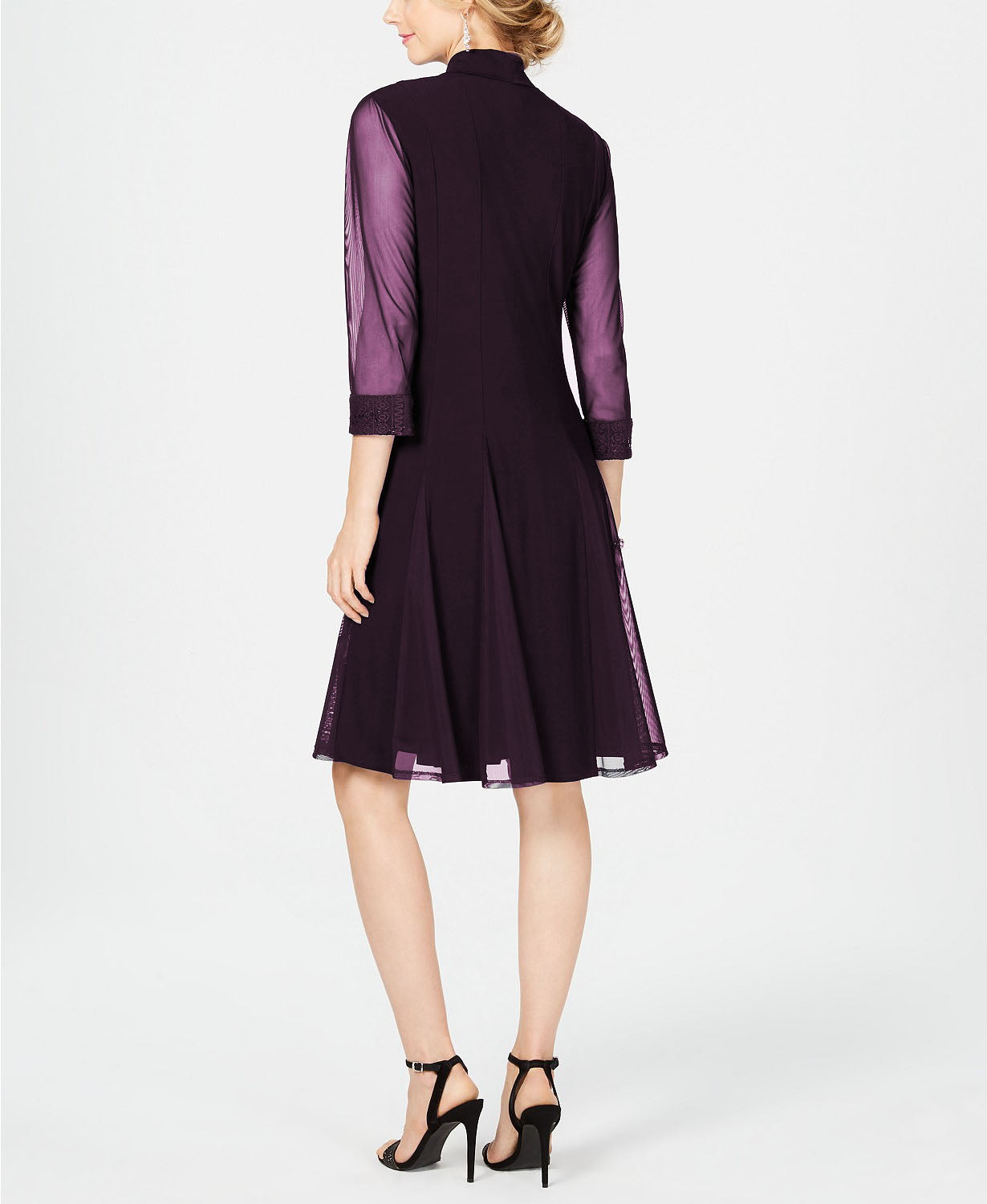 Vestido e jaqueta Duster femininos R &amp; M Richards, tamanho 18W, cor ameixa