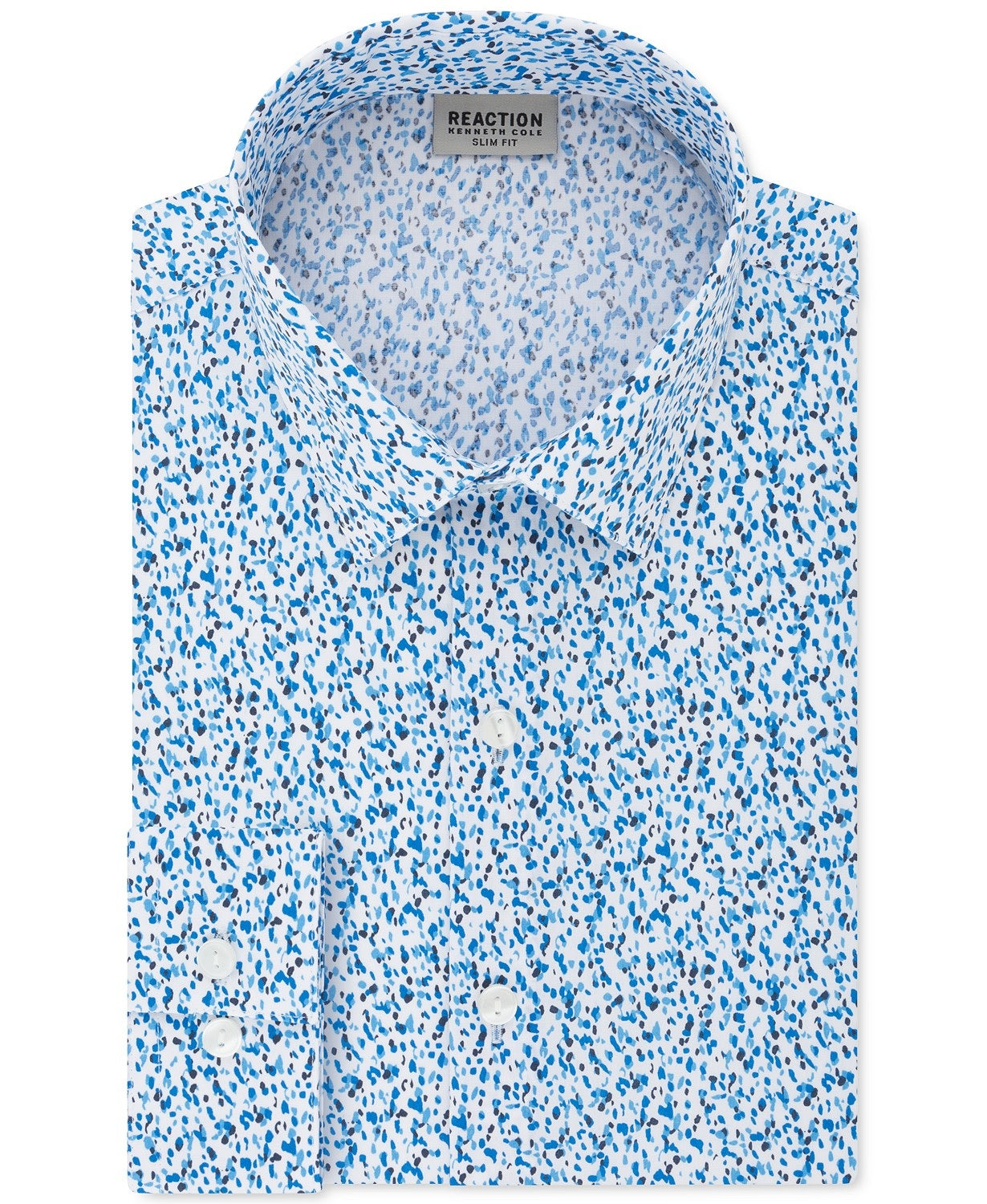 Camisa social masculina Kenneth Cole Reaction All Day Flex Slim-Fit Performance Stretch estampada azul tamanho 16-34-35