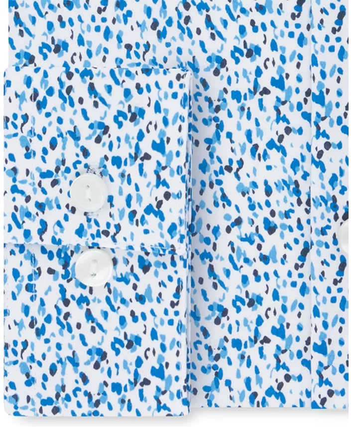 Camisa social masculina Kenneth Cole Reaction All Day Flex Slim-Fit Performance Stretch estampada azul tamanho 16-34-35