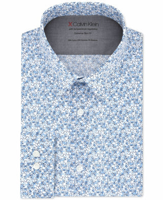 Camisas sociais elásticas Calvin Klein masculinas extrafinas, azuis, tamanhos 15-32-33