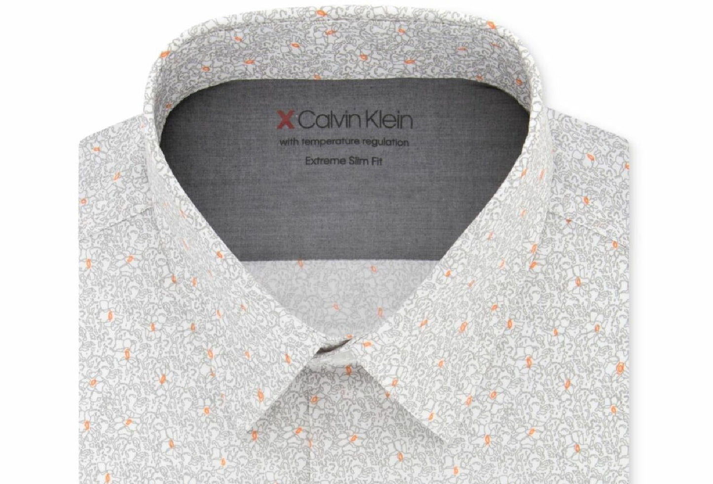 Camisa social masculina Calvin Klein com ajuste extrafino e estampa elástica com regulagem de temperatura, laranja, tamanho 34x35