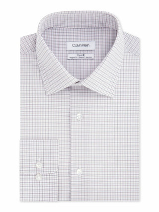 Camisa social masculina Calvin Klein Steel Classic/Regular Fit, sem passar, com elástico xadrez, vermelha, tamanho 17 1/2 34-35