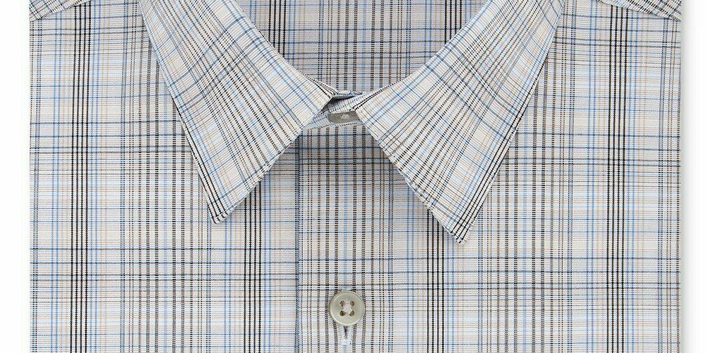 Camisa social xadrez masculina Calvin Klein bege tamanho 14,5 x 32-33