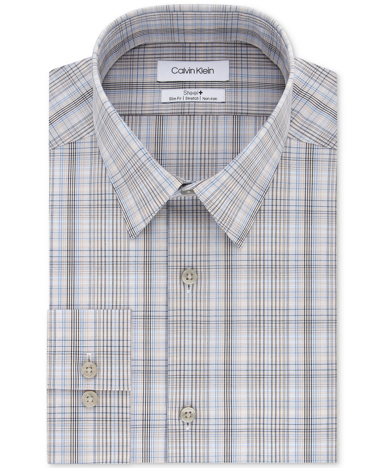 Camisa social masculina Calvin Klein Slim Fit Stretch Performance xadrez cinza tamanho 17-32-33-XL