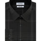 Camisa social masculina Calvin Klein Infinite Color Slim-Fit, sem necessidade de passar, com estampa xadrez elástica, preta, tamanho 17x32-33