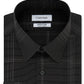 Camisa social masculina Calvin Klein Infinite Color Slim-Fit, sem necessidade de passar, com estampa xadrez elástica, preta, tamanho 17x32-33
