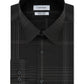 Camisa social masculina Calvin Klein Infinite Color Slim-Fit, não precisa passar, xadrez elástico, cinza, tamanho 14,5x32-33