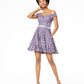 Vestido de renda com ombros à mostra e flare, roxo, tamanho 1, para jovens da City Studios
