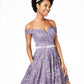 Vestido de renda com ombros à mostra e flare, roxo, tamanho 1, para jovens da City Studios