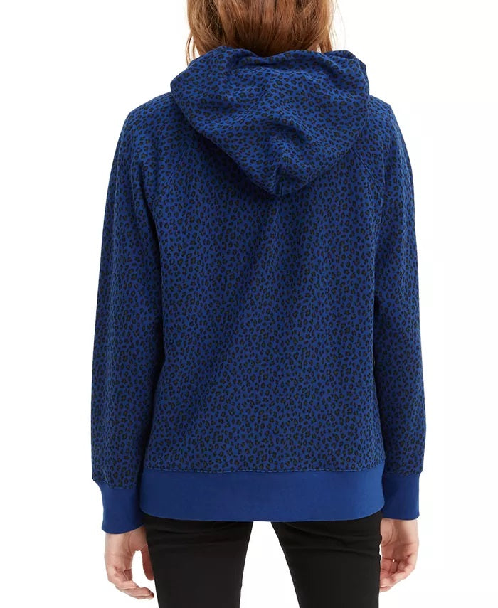 Moletom com capuz feminino Levi's com estampa animal e logotipo, azul, tamanho grande